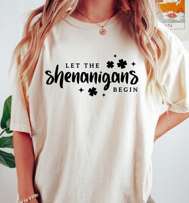 St. Patrick's Day Shirt, Let The Shenanigans Begin Shirt Comfort Colors, St Patricks Day Tee - image3
